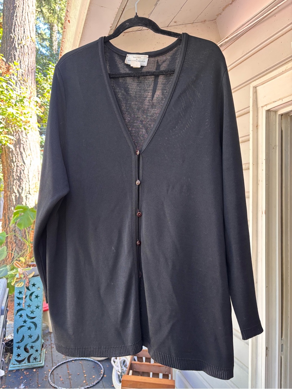Vintage Black Button-Front long cardigan Sweater